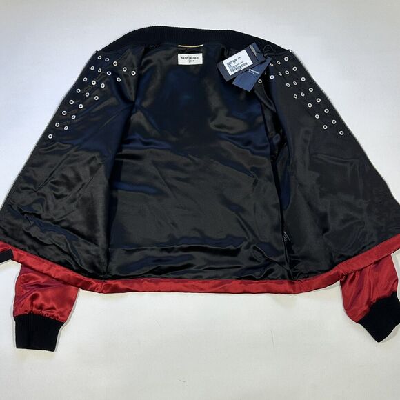 Saint Laurent YSL Women’s F36/4 Studded Red Silk Blend Light Jacket NWT $3290 - Picture 6 of 16